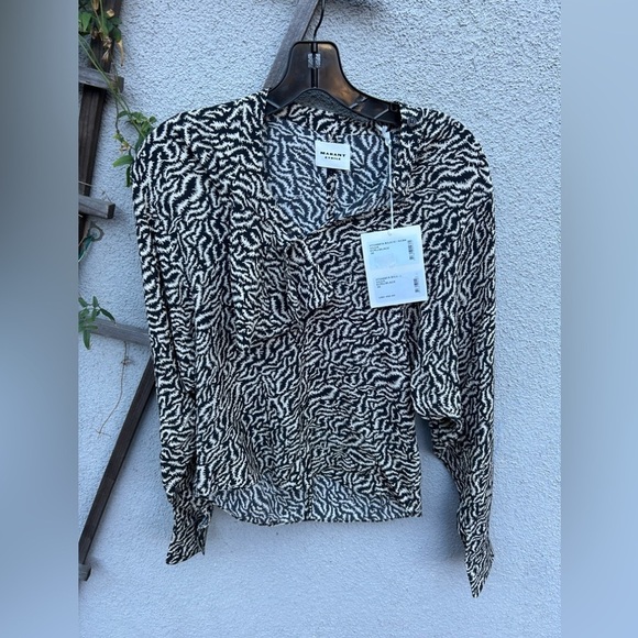 Isabel Marant Étoile VILDA Abstract BLOUSE printed flowing blouse ECRU/ BLACK - Picture 5 of 8